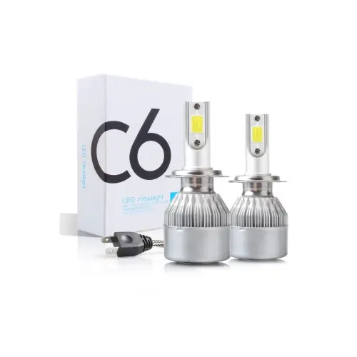 Set becuri LED H7 18W, 3500 lm, 6000K alb rece, 12–24V, plug & play (C6-H7) Livrare gratuită