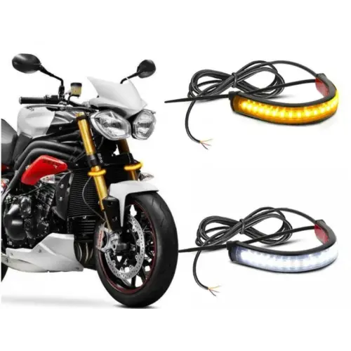 Calitate înaltă Set benzi DRL 12,5 cm 12V cu semnalizare dinamica, lumina alba/galbena
