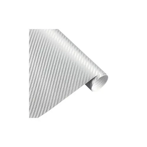 Folie carbon 3D argintie anti-bule, 1 m x 1,5 m, textură relief Ultima șansă