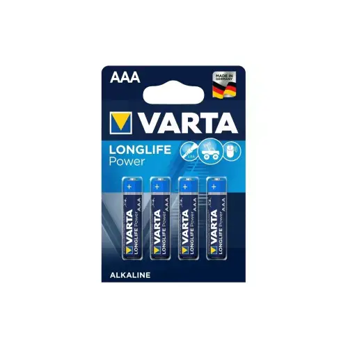 Cumpărături sigure Set 4 baterii Varta LongLife Power AAA (R3) 1.5V alcaline, blister
