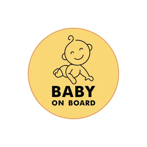 Retur gratuit Autocolant auto „Baby on Board” rotund, 13 cm, ORACAL (TAG 046/T2)