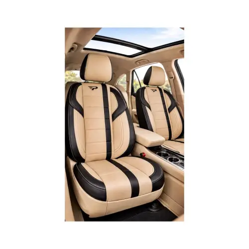 Set huse scaune auto universale Panda Uludag premium, bej-negru, banchetă fracționată Reduceri