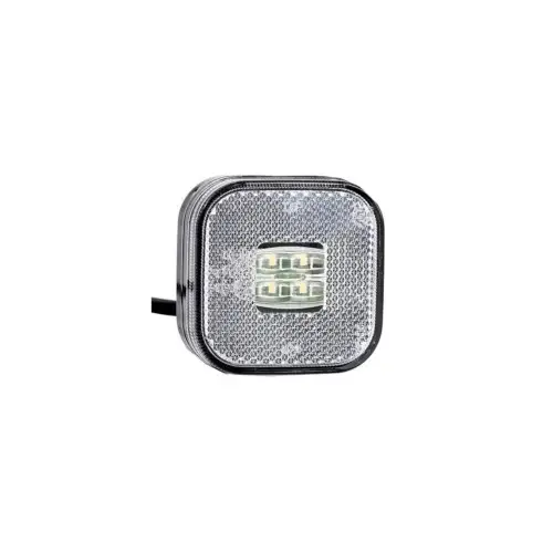 Lampă gabarit LED albă 62x62 mm, 12–36V, cu catadioptru, Fristom FT-027-B Ofertă exclusivă
