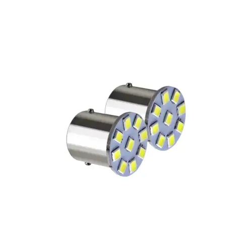 Set 2 becuri LED BA15S 24V, 9 SMD 1210, lumina alba rece, 180 lm Calitate înaltă