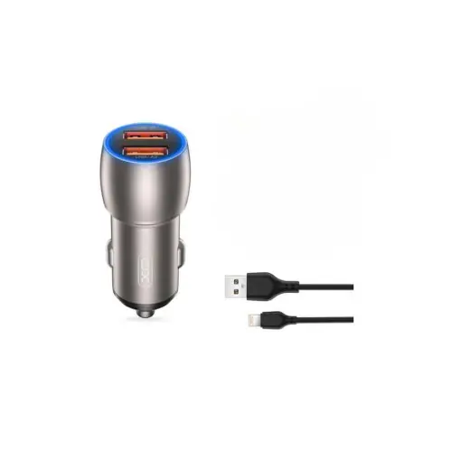 Preț redus Încărcător auto 36W Quick Charge QC3.0 cu 2x USB și cablu Lightning, XO-CC52A