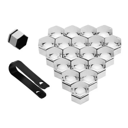 Cel mai bun preț Set capace prezoane 21 mm crom cu cheie, 20 bucăți, model Premium