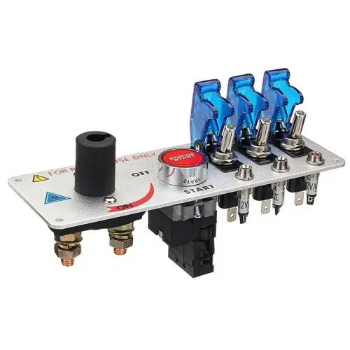 Promoție Panou comutatoare auto 12V cu 3 întrerupătoare, buton start cu releu și cablaj