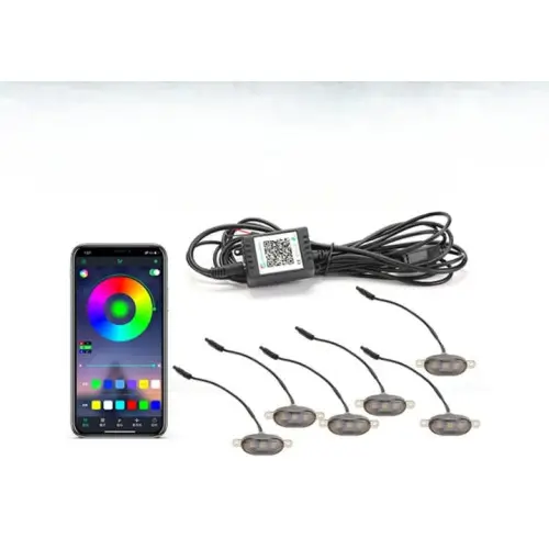 Comandă acum Set 6 lampi LED RGB 12V pentru grila/masca, control prin aplicatie