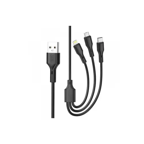 Cablu 3 în 1 pentru încărcare 2.4A și transfer date Micro USB/Type-C/Lightning XO-NB230-31 Retur gratuit