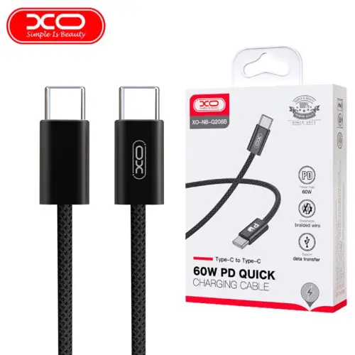 Cablu Type-C la Type-C 60W PD Quick Charge pentru încărcare și date, negru Livrare gratuită