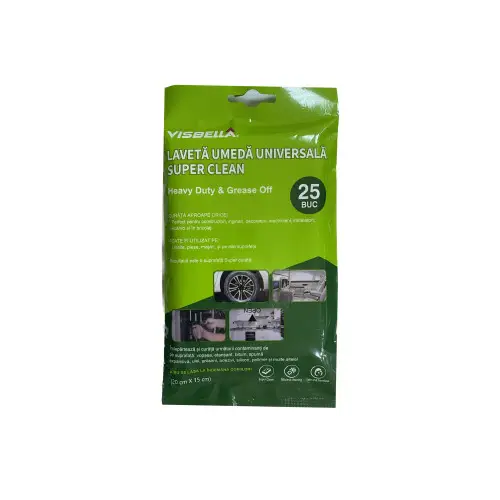 Bestseller Lavete umede universale Visbella Super Clean, 25 buc, pentru auto si casa