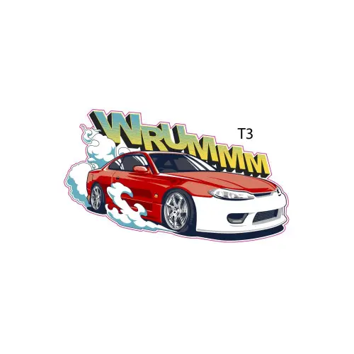 Abtibild Mașină „Wrumm” T3 – autocolant ORACAL, 15 x 9,5 cm Preferatul clienților