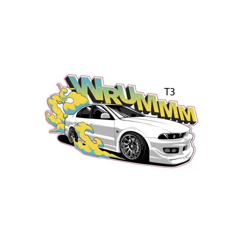 Abțibild auto „Mașină Wrumm” T3 din autocolant Oracal, 15×9,5 cm Vezi acum