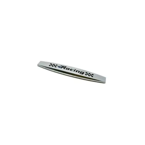 Calitate înaltă Emblemă auto RACING crom, 10 cm, set 2 bucăți, adeziv inclus (YZB-45)