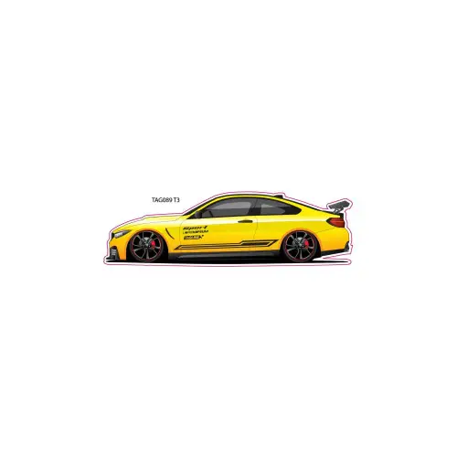 Abțibild decorativ Mașină galbenă din Oracal, 15 x 9,5 cm (TAG 089/T3) Preferatul clienților