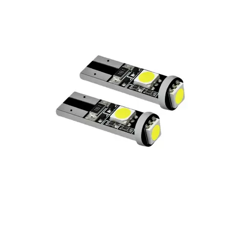 Reducere de preț Set 2 becuri LED T10 W5W 12V 3x SMD 5050 CANBUS, lumină albă rece 6000K
