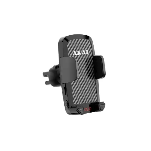 Super ofertă Suport telefon auto AKAI cu transmitter FM, Bluetooth 5.3 și încărcare USB, FMT-C14BT