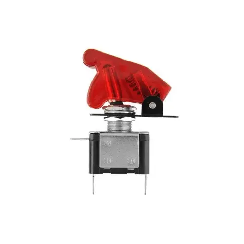 Buton cu protecție și LED roșu 12V, 20A pentru auto și panouri (Cod 01150) Reducere specială