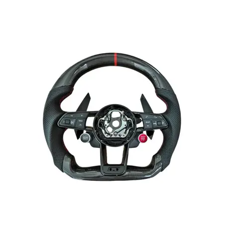 Reducere de preț Volan sport din piele și carbon pentru Audi 2011+ cu padele, flat-bottom (OCH-02)