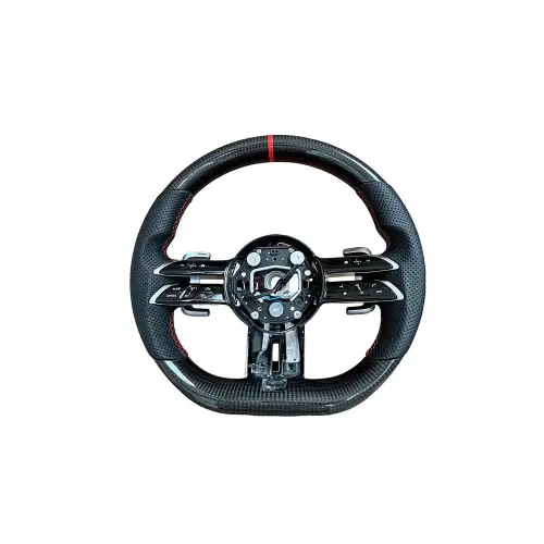 Volan sport flat-bottom din piele si carbon, cu padele, pentru Mercedes 2011-2021 (OCH-03) Popular