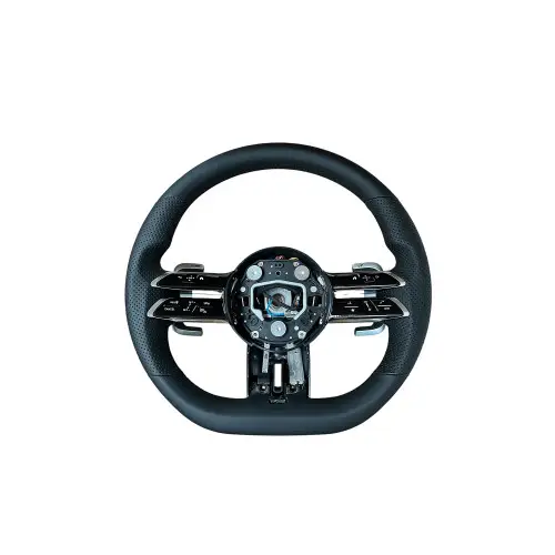 Volan sport din piele, flat-bottom, compatibil Mercedes 2011-2021, cu padele (OCH-04) Calitate înaltă