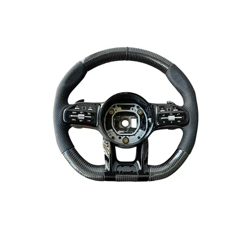 Promoție Volan sport Mercedes 2010-2021, piele perforata & carbon, cu padele (OCH-14)