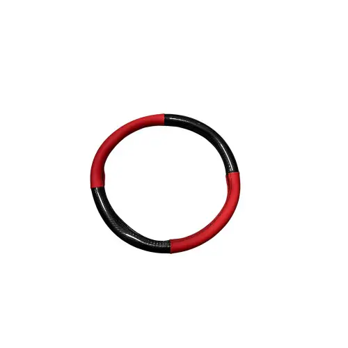 Husă volan M (38 cm) imitație piele cu aspect carbon, negru/roșu – WK-1402 Reduceri