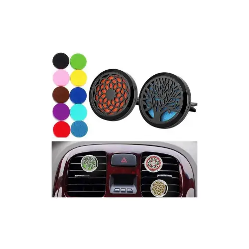Reducere Difuzor auto aromaterapie cu clips pentru grila de ventilatie, mandala inox, 10 discuri