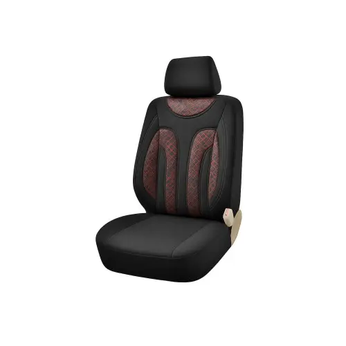 Set huse scaun auto universale față 1+1, negru cu roșu, cu tetiere Popular