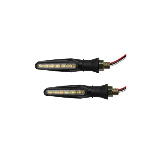 Premium Semnalizări moto LED 12V cu DRL alb și semnalizare galbenă, set 2 buc (FS-1211)