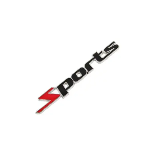 Emblemă auto Sports negru/roșu 11,3 x 1,3 cm, ABS cu bandă adezivă Reducere extra
