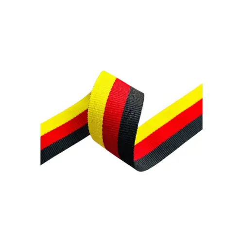 Bandă pentru centură de siguranță auto din poliester, 46 mm, rolă 100 m (negru/roșu/galben) Ultima șansă