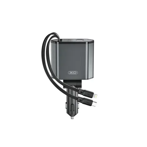 Încărcător auto XO CC62 65W cu cabluri retractabile, USB-C/USB-A și voltmetru Cel mai bun preț