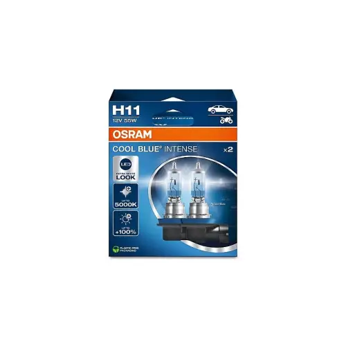 Reducere de preț Set 2 becuri halogen H11 Osram Cool Blue Intense 12V 55W, efect xenon
