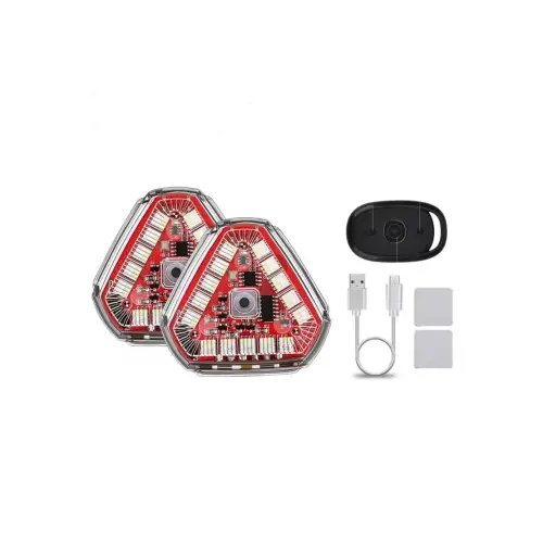 Set 2 lampi de avertizare magnetice triunghi RGB+W, cu telecomanda, reincarcabile Popular