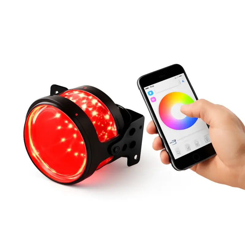 Plată sigură Devil Eyes LED RGB pentru lupe far 12V, control din aplicație Bluetooth, 23,5 cm