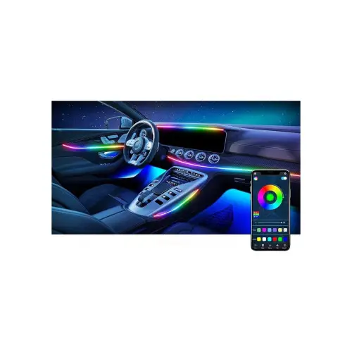Set lumini ambientale auto LED RGB digital Magic Color, 18 piese, control BTT Noutate