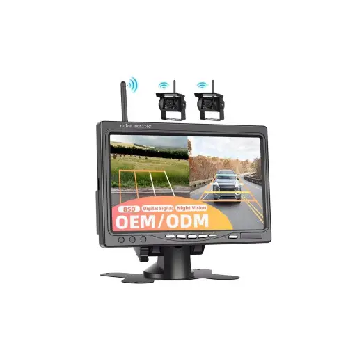 Reducere Kit camere auto wireless fata-spate 1080P cu monitor 7 inch, Night Vision, IP68, BSD