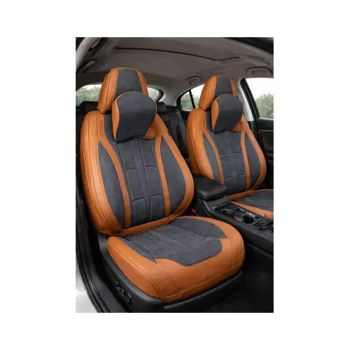 Cel mai vândut Set huse scaune auto universale Premium 9D, fata-spate, maro si gri antracit