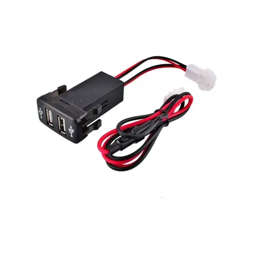 Chilipir Mufă USB auto pentru bord, 2 porturi, capac din cauciuc, 12–24V (Cod 02)