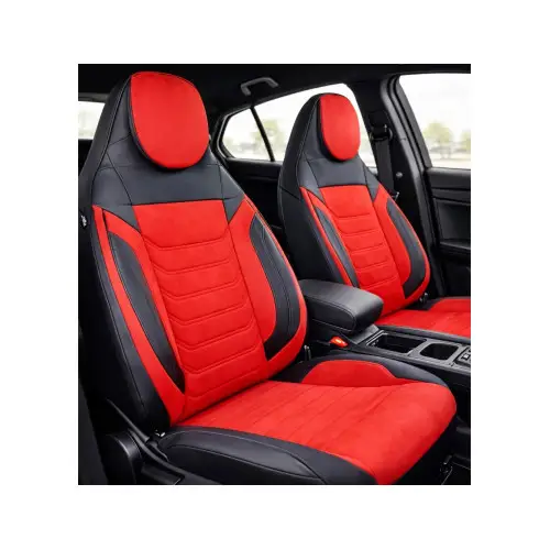Set huse scaune auto universale Premium, fractionate, negru-roșu, tetieră integrată Reducere de preț