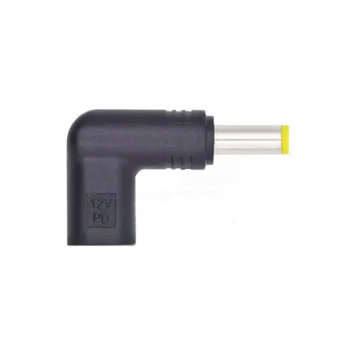 Cel mai vândut Adaptor USB-C mama la DC 5.5x2.1mm tata 12V, unghi 90° (doar 12V)