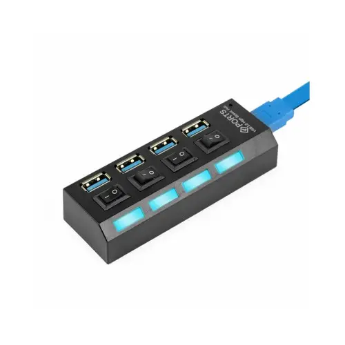 Hub USB 2.0 cu 4 porturi, întrerupătoare individuale, LED și alimentare DC Reducere de preț