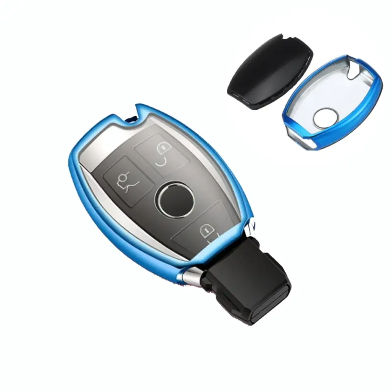Cumpără acum Husă cheie Smartkey compatibilă Mercedes-Benz 3 butoane, albastră TPU+PC