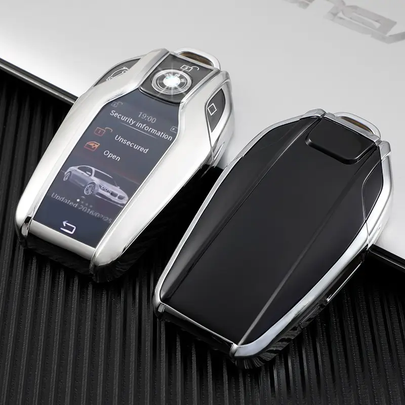 Cumpără online Husă cheie BMW SmartKey cu display, TPU gri – compatibilă Seria 7, X5, X6