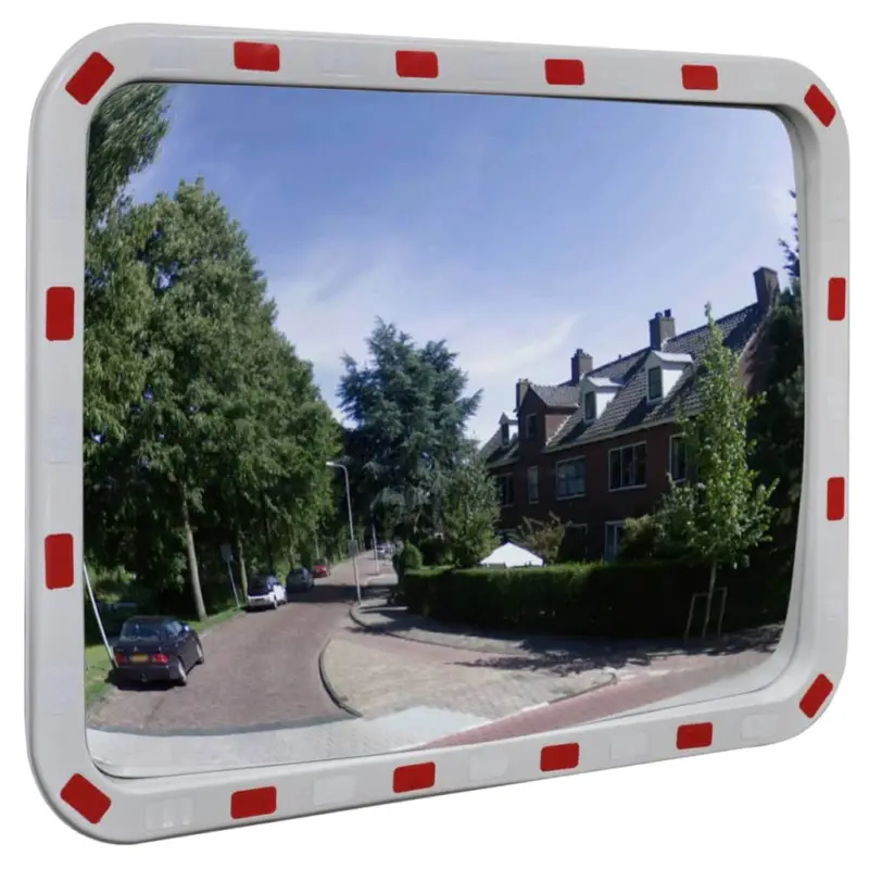 Lichidare de stoc Oglindă de trafic convexă dreptunghiulară, 60 x 80 cm, cu reflectoare GartenMobel Dekor