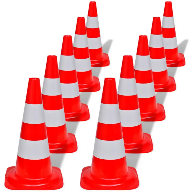 Preț mic Conuri de trafic reflectorizante, roșu și alb, 50 cm, 10 buc. GartenMobel Dekor