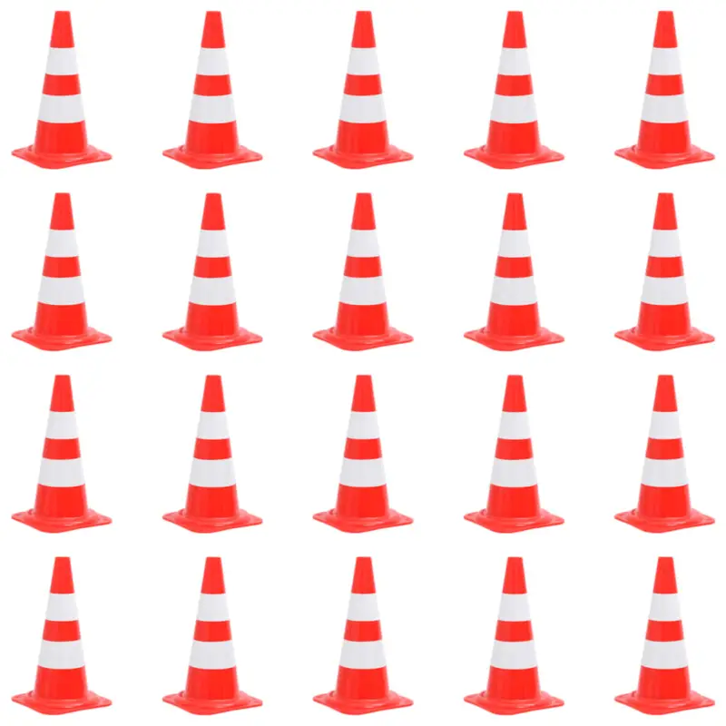 Conuri rutiere reflectorizante, 20 buc., roșu și alb, 50 cm GartenMobel Dekor Cumpărături sigure