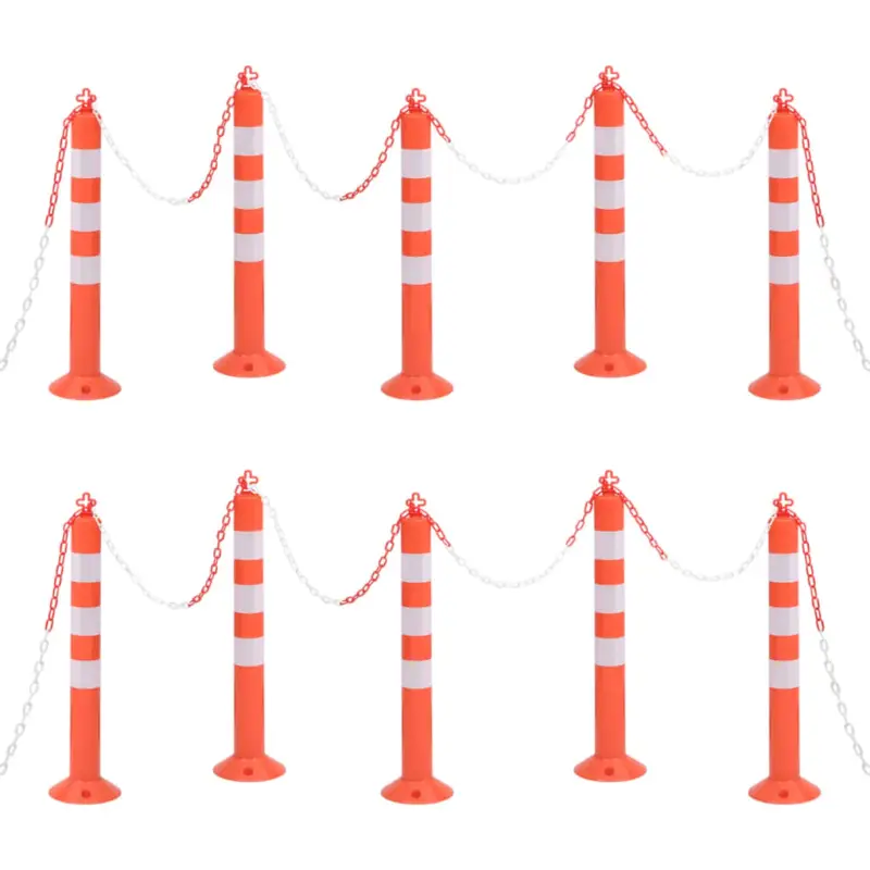 Preț mic Bornă de control trafic cu lanţ, 10 buc., 75 cm, PE GartenMobel Dekor